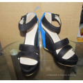 Mode High Heel schwarze Frauen Sandalen mit Keilabsatz (HCY02-1630)